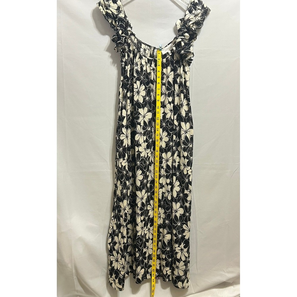 The Great Black White Floral Ruffle Maxi Dress Scoop Neck Size 1 - Small - Picture 6 of 16